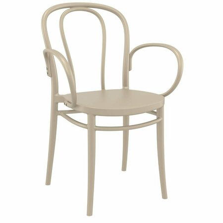 FINE-LINE Victor Resin Outdoor Arm Chair, Taupe - Extra Large FI3446096